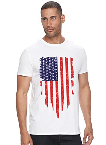 ADRO Mens USA Printed Cotton T-Shirt (RN22-2-USS-WH_White_XL)