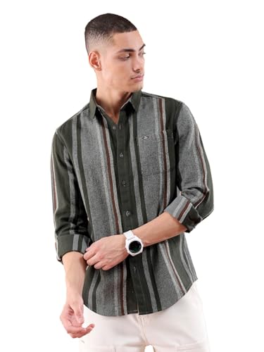 The Indian Garage Co Cotton MenS Slim Fit Shirt (0823-Shfcyd-08-01_Grey