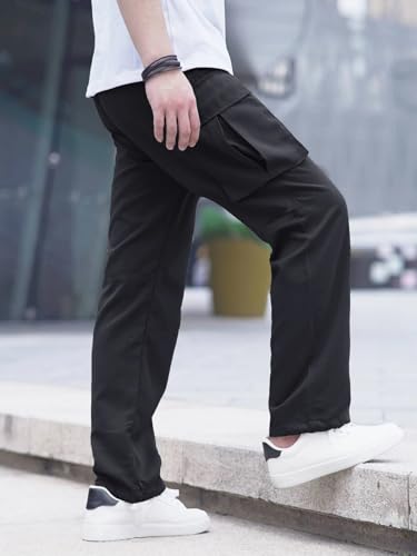 Lymio Men Cargo || Men Cargo Pants || Men Cargo Pants Cotton || Cargos for Men (Cargo-01-04) (M, Black)