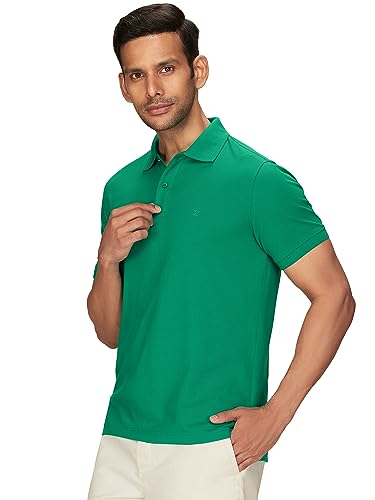 XYXX Mens Cotton Solid Regular Fit Shirt (XY_CR14_Polo Tshirt_1_Sea Green