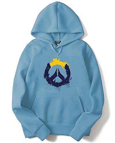 ADRO Mens Cotton Peace Hooded Sweatshirt (H20-M-PC-SK_SkyBlue_XL)
