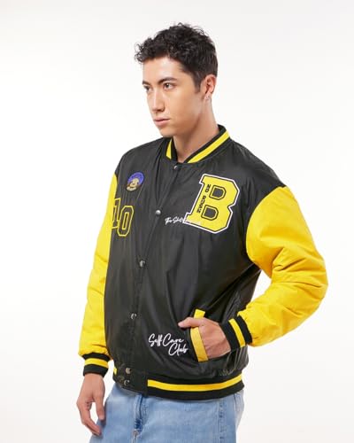 Bewakoof Mens Printed Oversized Fit Full Sleeve Stand Collar Nylon Jacket