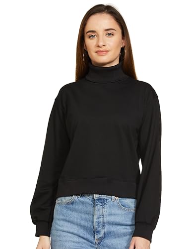 FYLTR Womens Drop Shoulder Boxy Fit Sweatshirt with Turtle Neck & Balloon Sleeve
