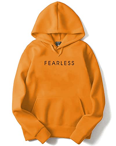 ADRO Mens Cotton Neck Hooded Sweatshirt (H22-M-FRL-MU_Mustard_XL)