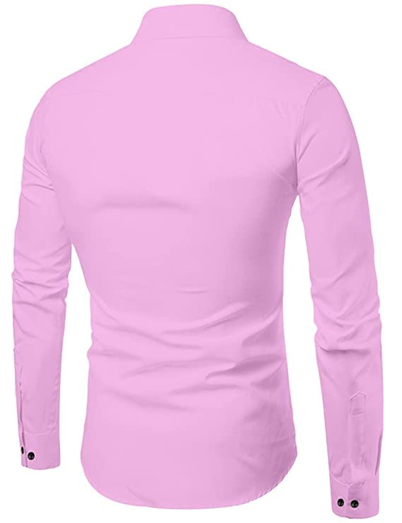 Bellstone Mens Solid Regular Fit Shirt (B-8200_Pink