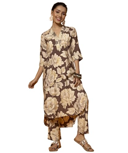 Libas WomenS Silk Blend Co-Ords (35726_Brown