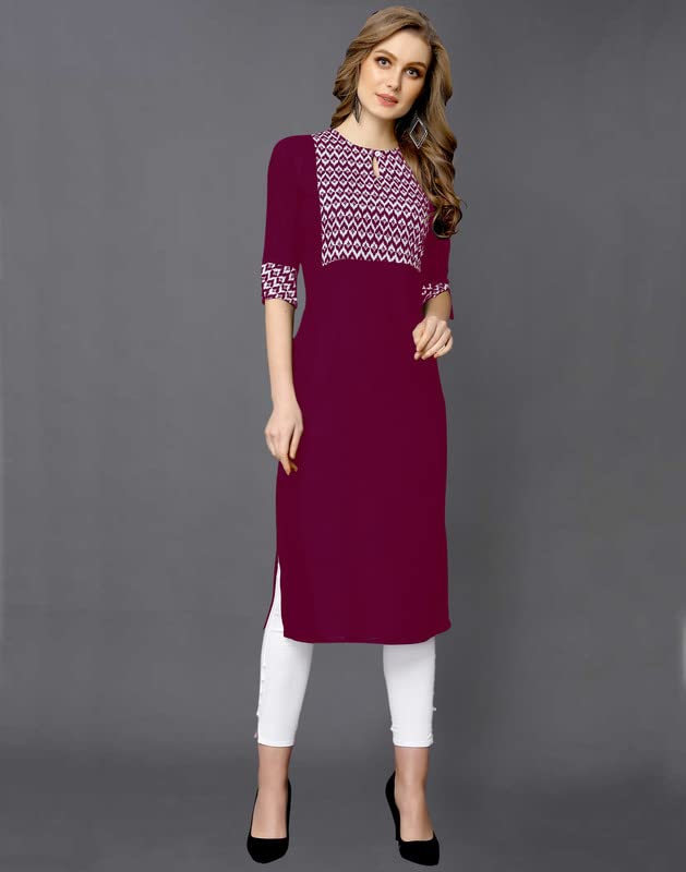 Sanisa Women's Digital Patch Rayon Straight Kurti