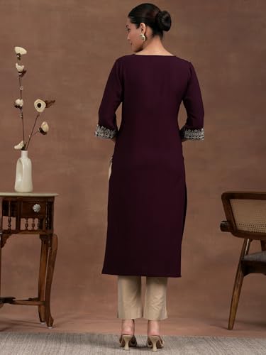 Libas Women'S Viscose Embroidered Regular Kurta (29247 Burgundy