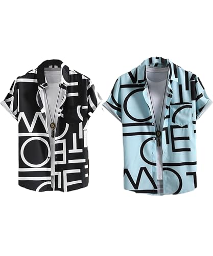 LookMark Mens Cotton Blend Casual Beach Wear Shirts | Stylish Printed Shirts for Men | Comfortable Summer Wear | Party, Vacatio