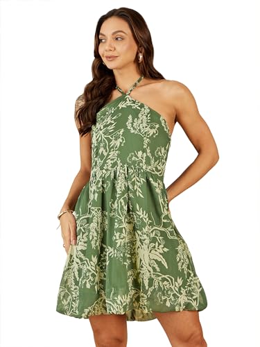 Rare WomenS Chiffon A-Line Above The Knee Dress (Ep8084_Olive