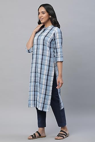 Aurelia White Checker Modern Kurta and Pants Set