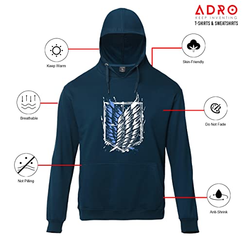 ADRO Men's Cotton Neck Hooded Sweatshirt (H22-2-WINN-SB_Teal)