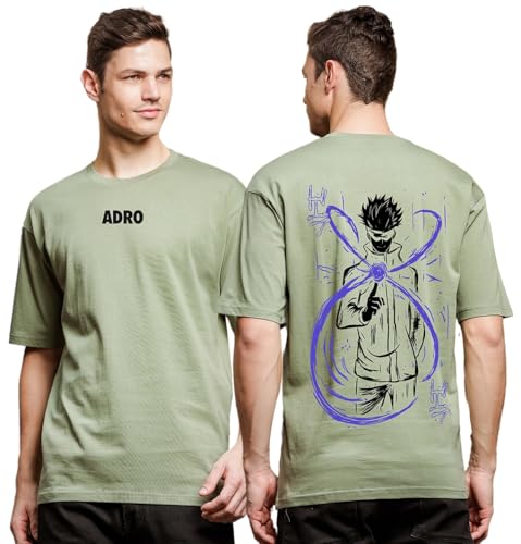 ADRO Oversize T Shirt for Men | Drop Shoulder Cotton T Shirt | Anime Oversize T-Shirt | Luffy T Shirt Gear 5| Trendy Front and B