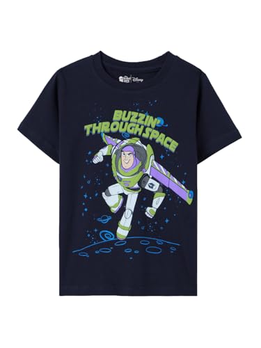 The Souled Store Disney: Just Buzzin Short Sleeves Round Neck Navy Blue Graphic Printed Boys Cotton T-Shirts (2-8 Yrs)
