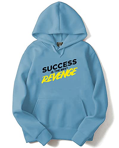 ADRO Mens Cotton Neck Hooded Sweatshirt (H21-M-REV-SK_SkyBlue_XL)