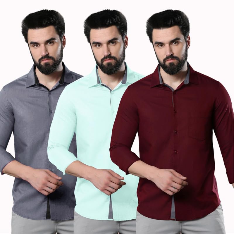 Pinkmint Men's Solid Regular Fit Shirt Multicolour
