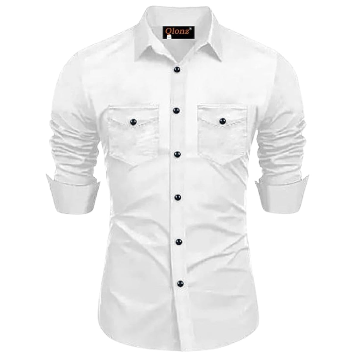 Rebelify Double Pocket With Flap Men Cargo Cotton Shirt White