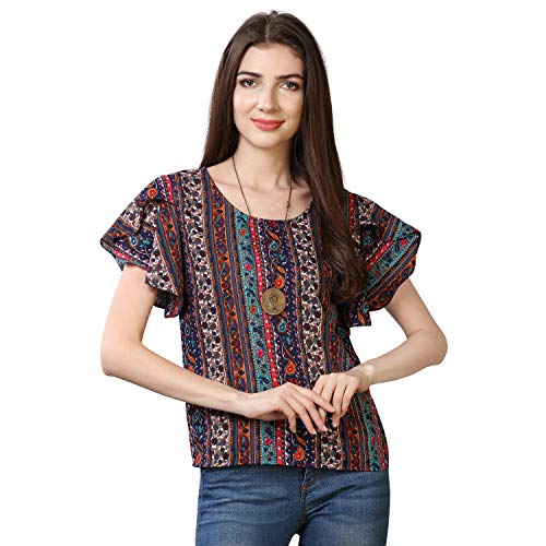 OOMPH! Womens Formal Crepe Tunic Top - Multicolor