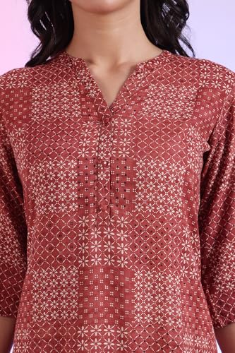 Aurelia Women's Printed Pure Cotton Straight Kurti