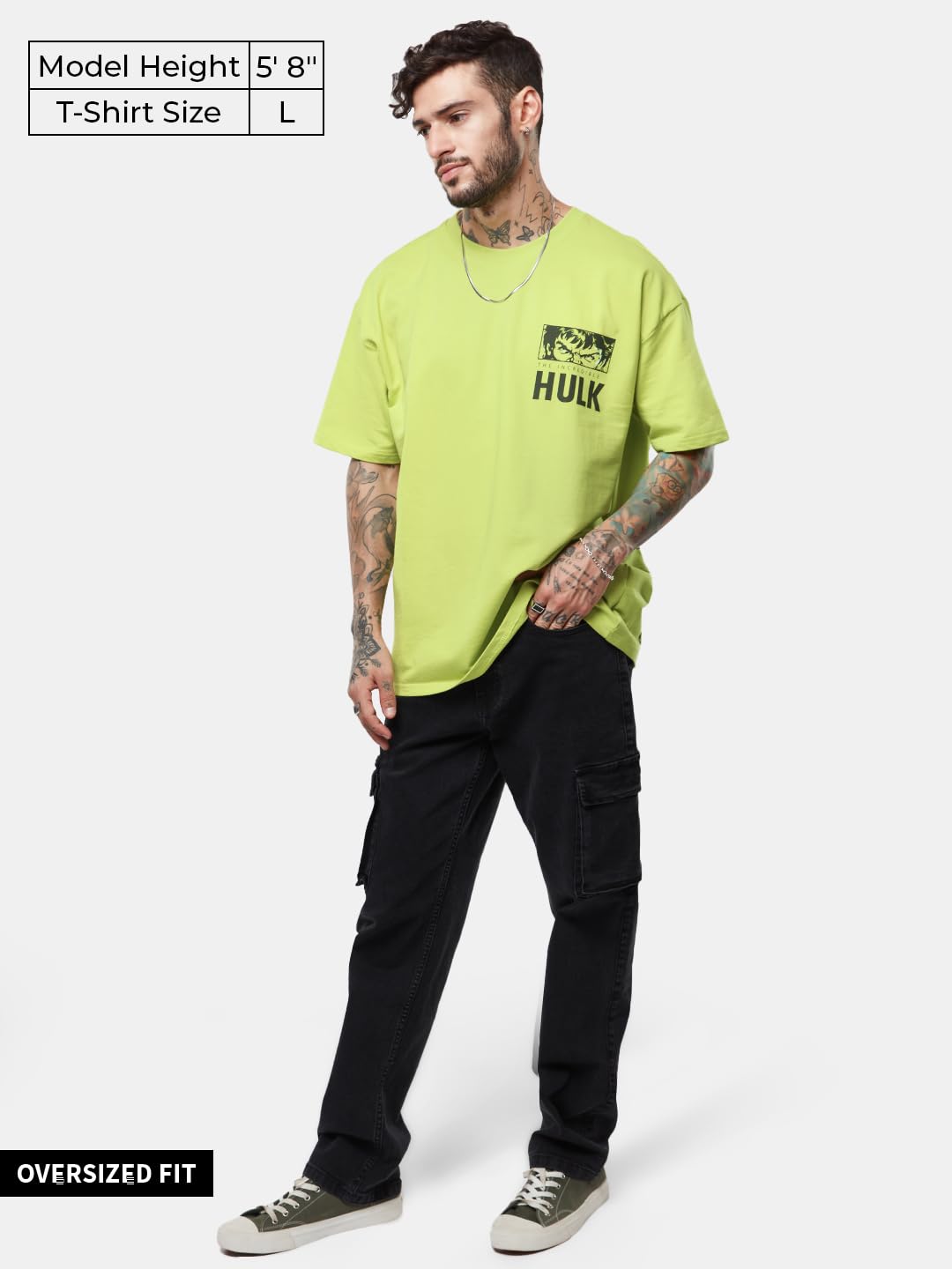 The Souled Store Official Hulk: The Incredible Men Oversized T-Shirts Green