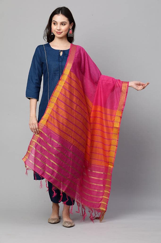 GoSriKi Women's Cotton Straight Kurta with Pant & Dupatta (KARNIVAL-Cerosin-GO__)