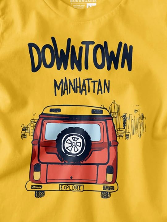 Bon Organik Boys Cotton Graphic Printed T-Shirt Yellow