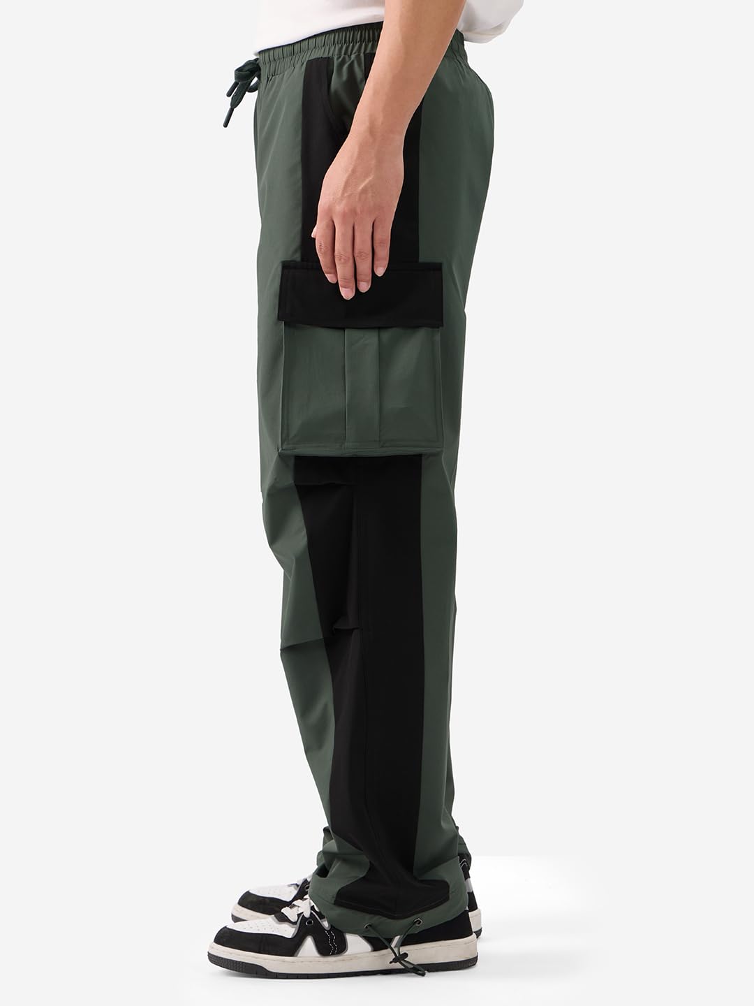 The Souled Store Parachute Pants: Riveria Men and Boys Elasticated Toggles Leg Closure Cotton Baggy Fit Parachute Pants