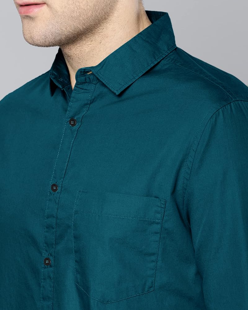 Eyebogler MenS Casual Solid Shirt Teal Blue