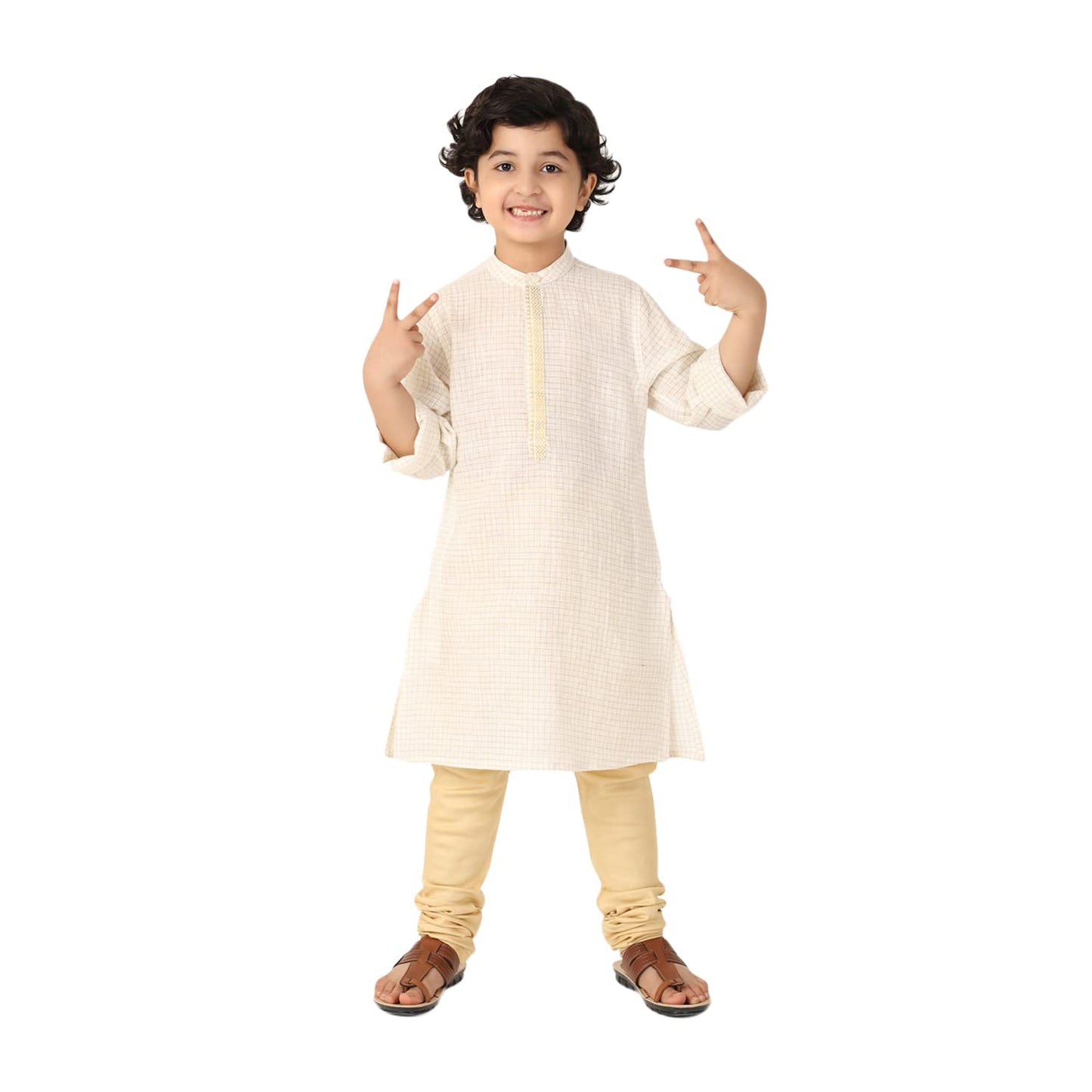 Fabindia Kids Tussar Churidar Viscose_2-3Y Beige