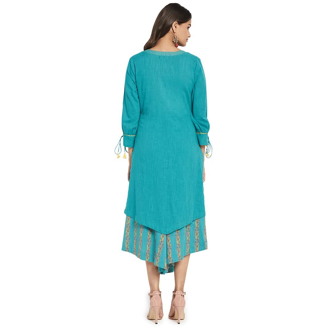 Fabindia WomenS Cotton Solids Regular Kurta (210648501_Turquoise