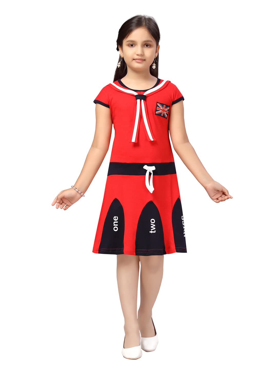 Aarika Girls Red Color Cotton Blend Middi(Fk-P-1102-Red-24)