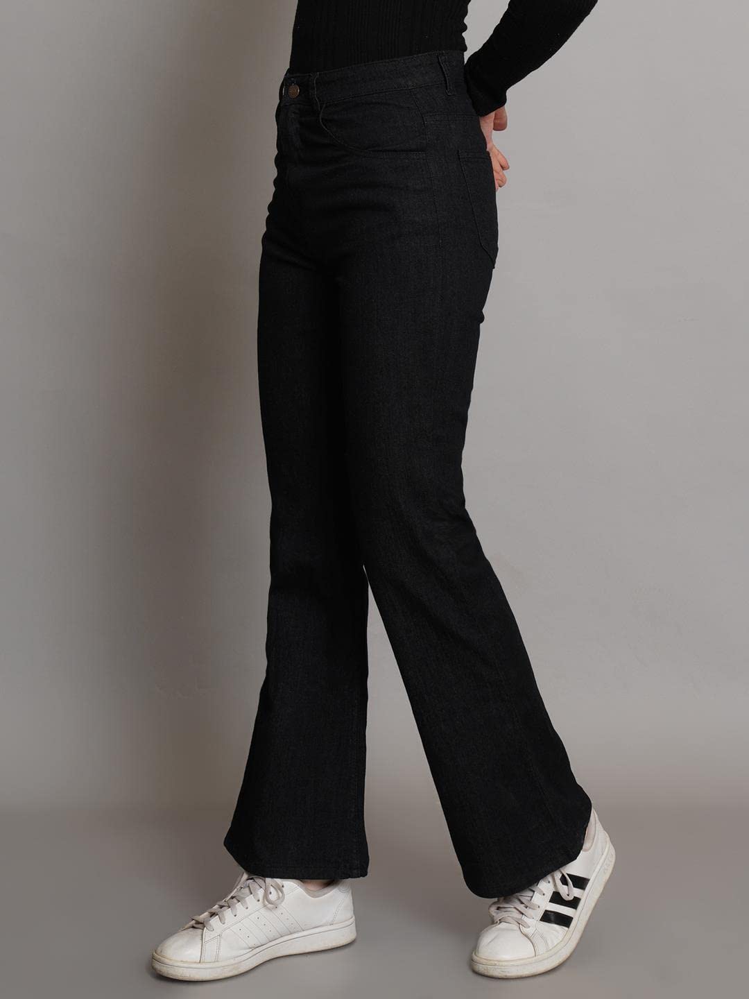 Kotty Womens Cotton Lycra Blend Bootleg Fit High Rise Jeans