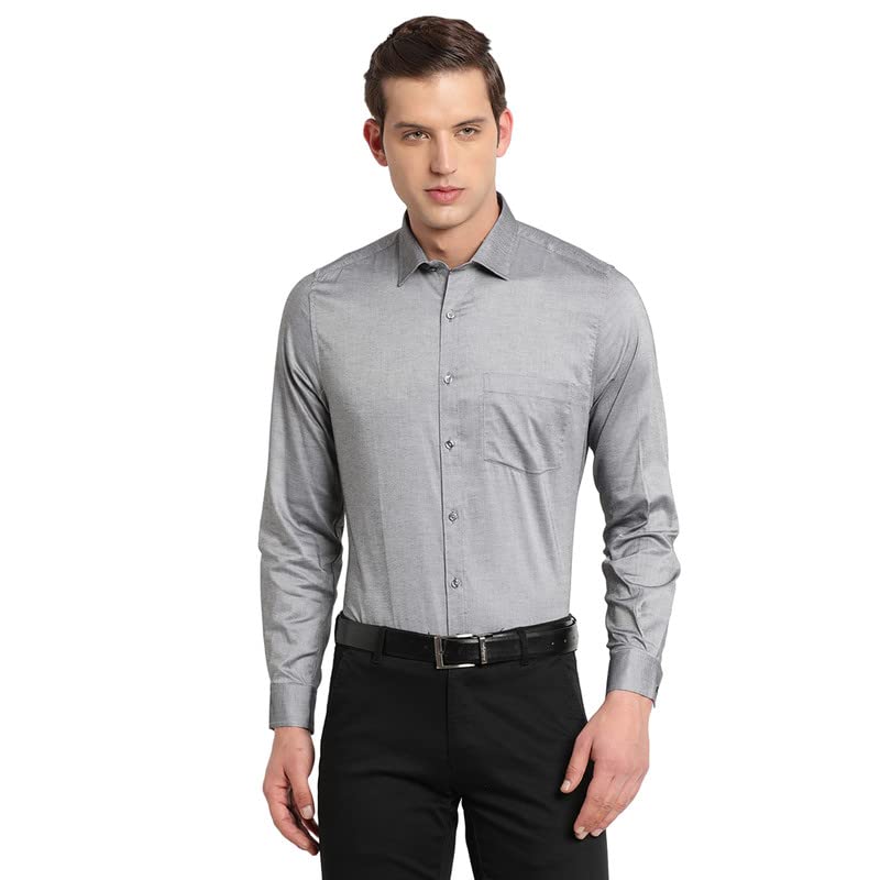 Turtle Men Cotton Solid Slim Fit Formal Shirts Grey