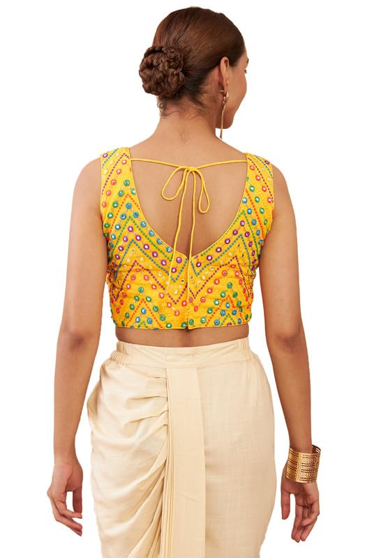 Soch Yellow Georgette Blouse With Embroidery And Sequins