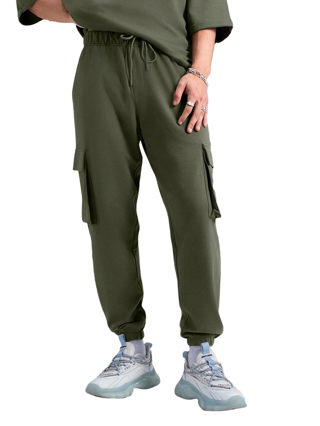 Bewakoof Air 1.0 Mens Solid Oversized Joggers_552881_Green_2XL