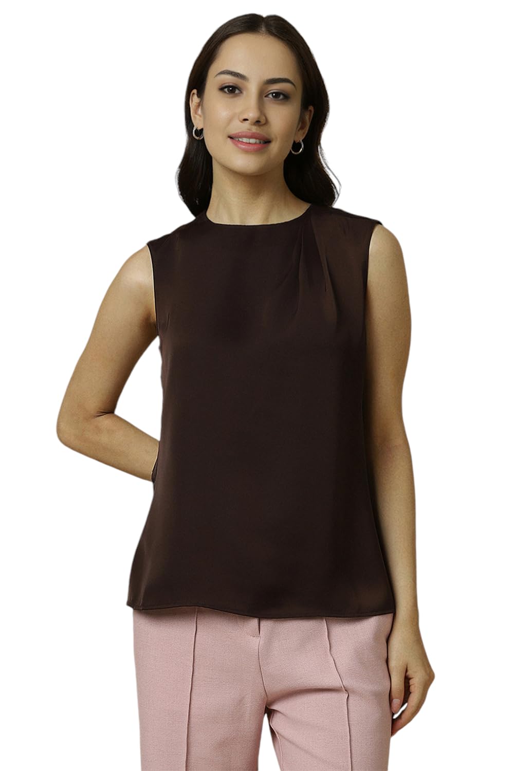 Allen Solly Women Regular Fit Solid Formal Sleeveless Top