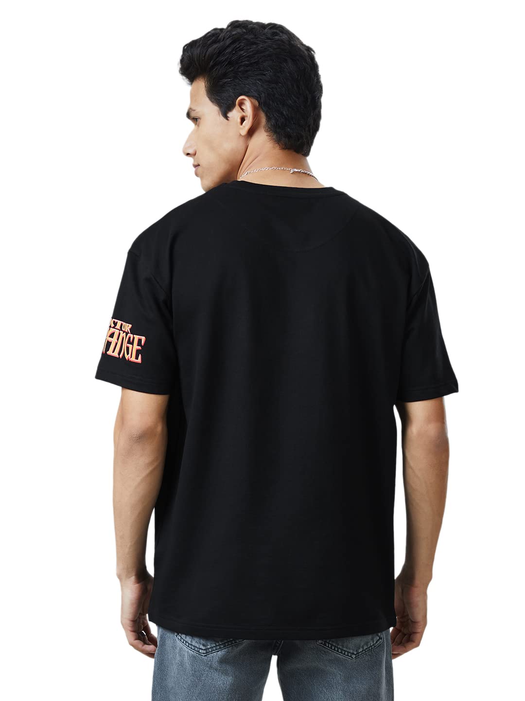 The Souled Store Men Official Doctor Strange Tao Mandalas (Glow in The Dark) Black Printed Oversized T-Shirts Oversized T-Shirts