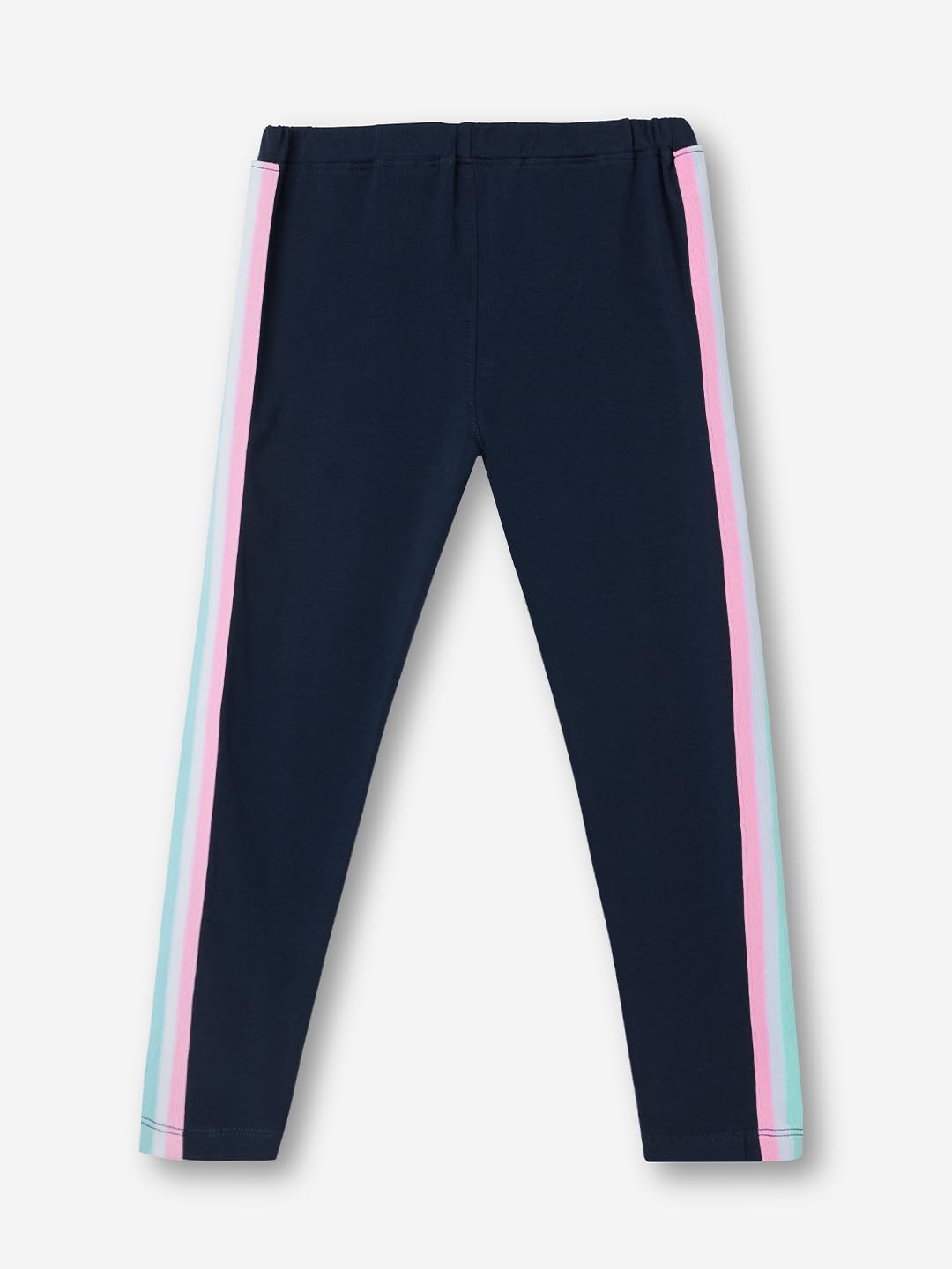 The Souled Store Rainbow Girls Navy Blue All Over Printed Regular Fit Cotton Leggings (2-8 Yrs)