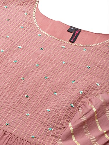 ishin Women's Mauve Embelllished Anarkali Kurta