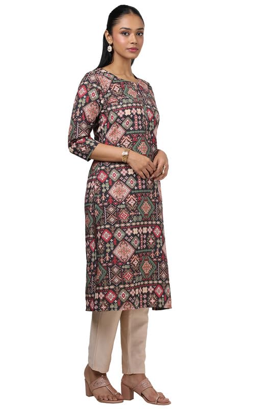 Soch Womens Black Rayon Ethnic Motifs Kurta