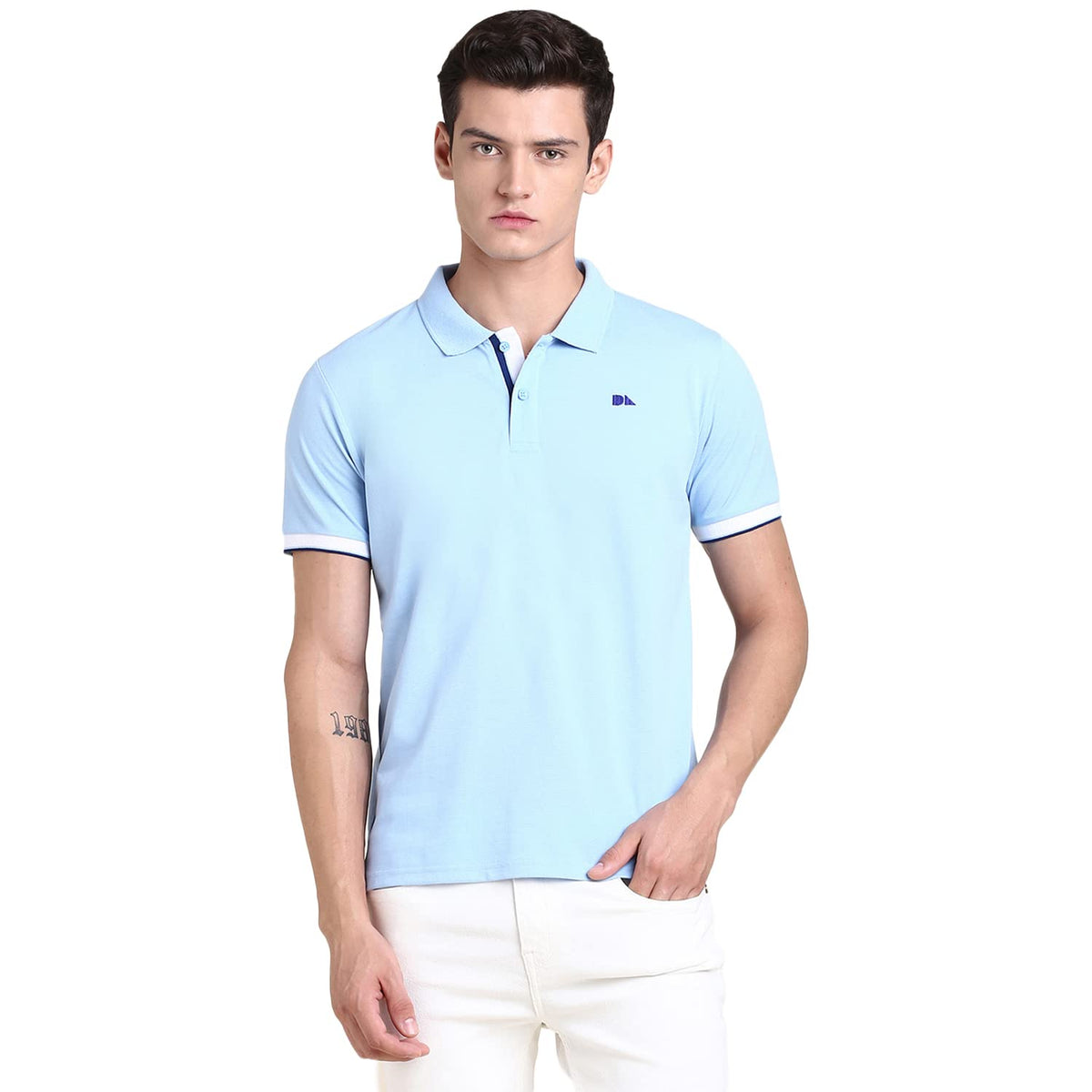 Dennis Lingo MenS Slim Fit Blue Polo T-Shirt