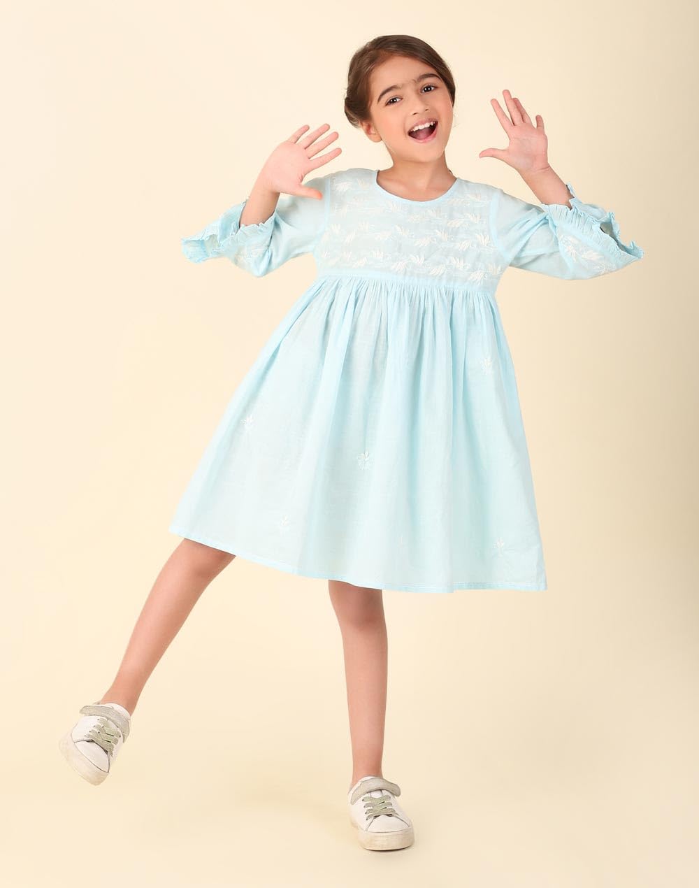 Fabindia Blue Cotton Chikankari Dress