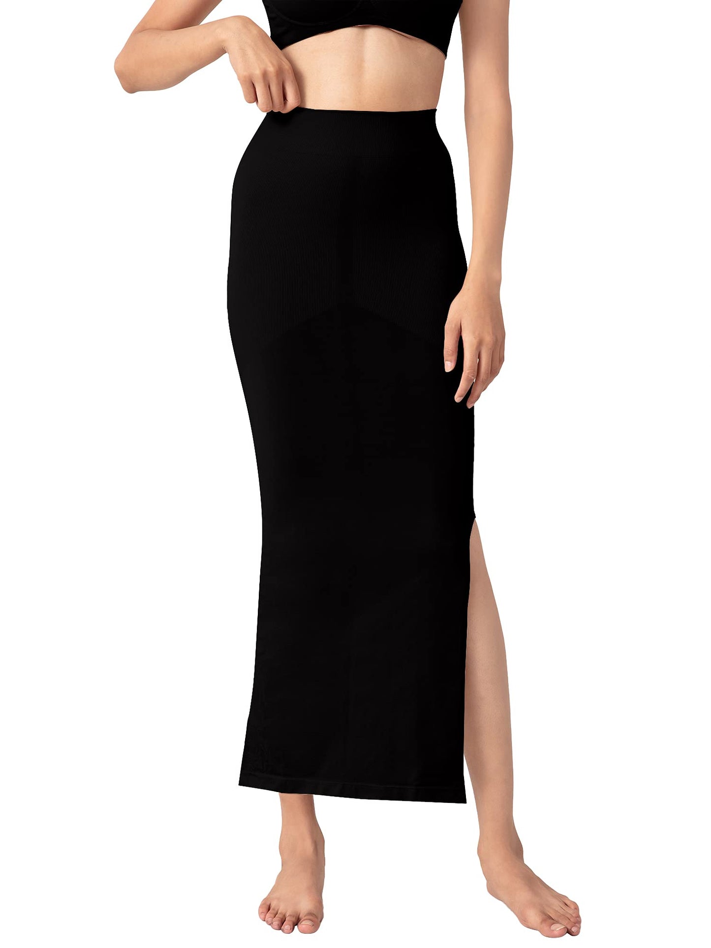 NYKD Seamless dex Saree Shapewear for Women Petticoat/Peticote Saree Shapewear, NYSH01, Black(Anthracite), XXL, 1N