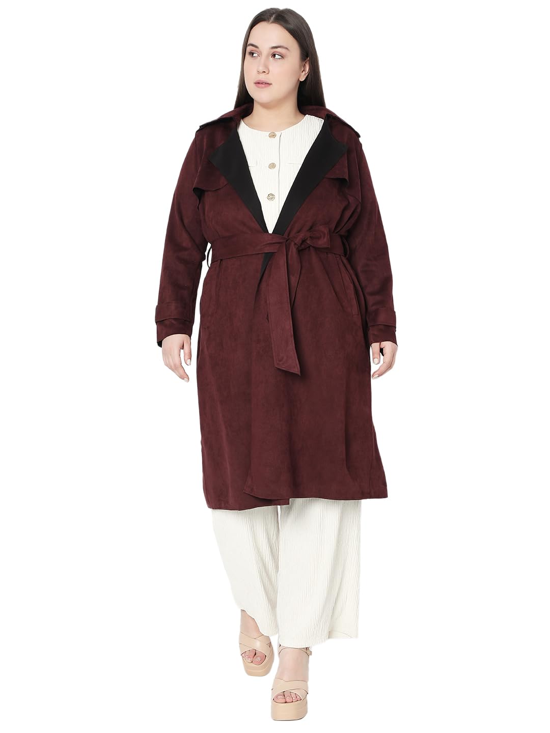 Vero Moda Curve WomenS Relaxed Fit Brown Coat