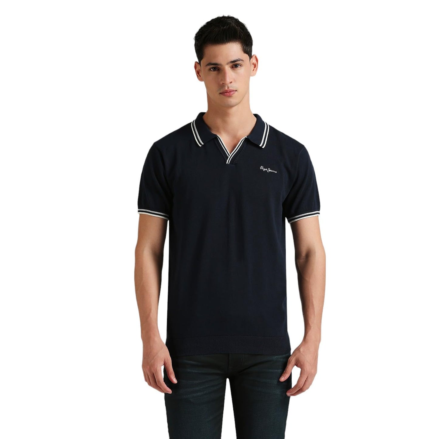 Pepe Jeans MenS Solid Regular Fit T-Shirt (Pm702450_Navy