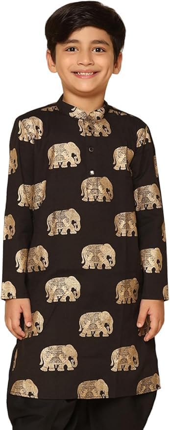 Kisah Kids Printed Cotton Blend Kurta Kids Ethnic Wear Kurta For Boys (413 Years) Traditional Indian Outfit For Weddings & Fes