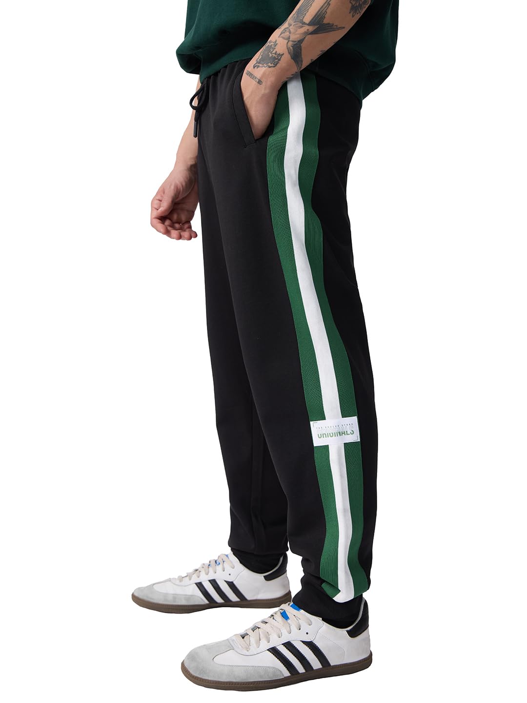 The Souled Store Velocity Men and Boys Drawstringed Black Solid Cotton Blend Oversized Joggers