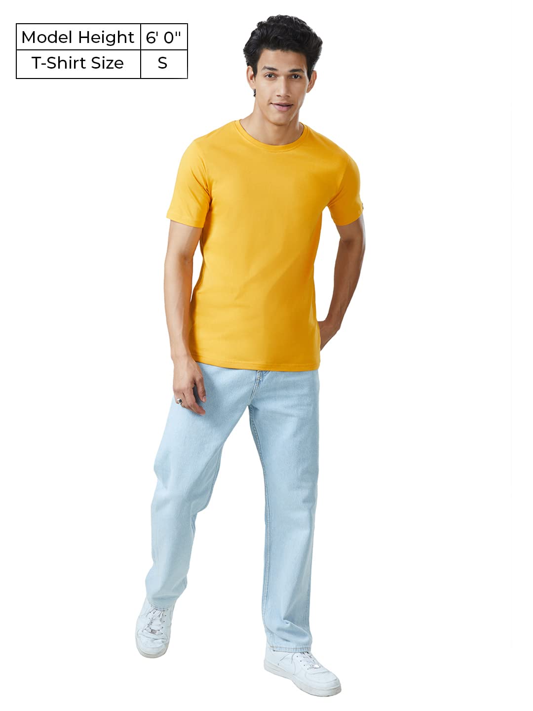 The Souled Store Men Mustard Yellow Solid T-Shirts T-Shirts Fashionable Trendy Graphic Prints Pop Culture Merchandise Graphic te