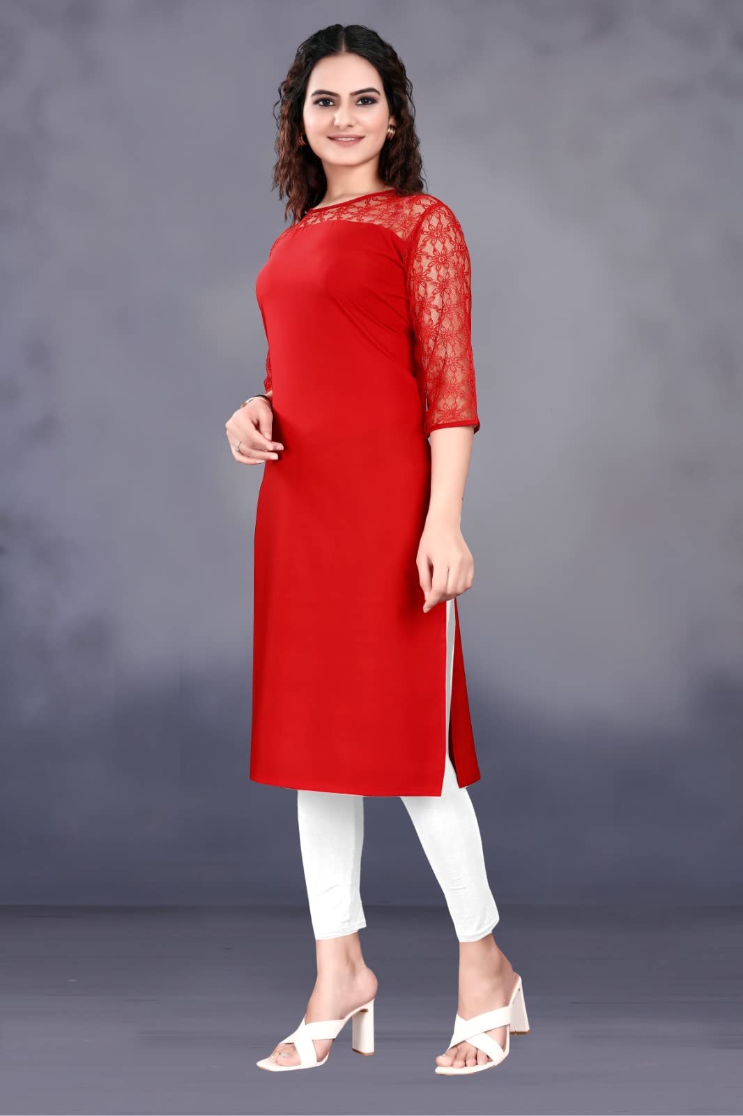 Gauri Laxmi Enterprise Women's Crepe Straight Kurti