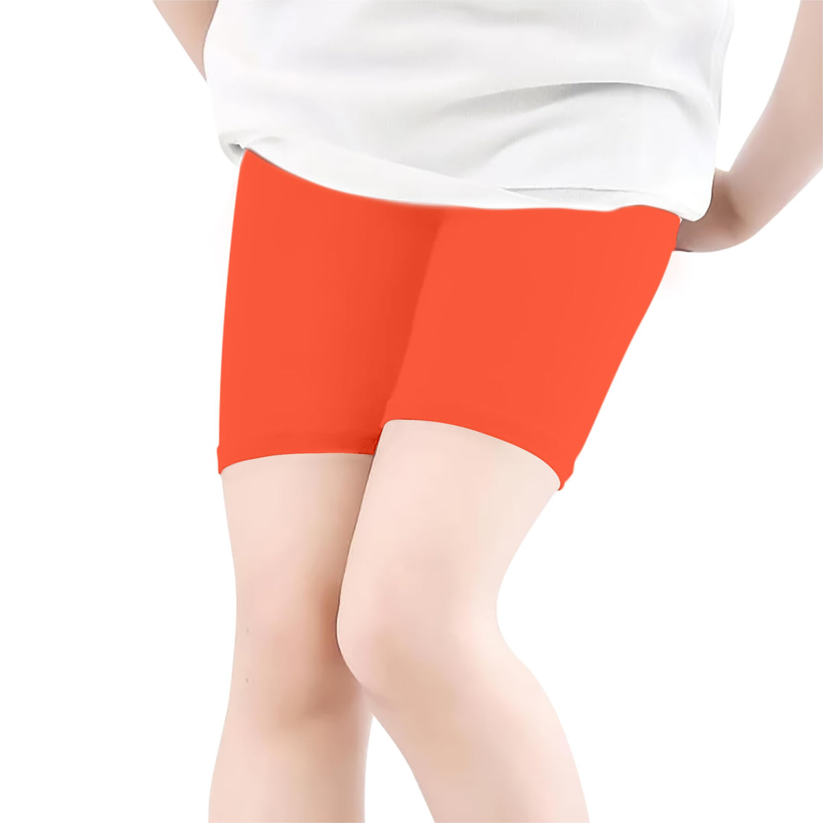 Kyda Kids Anti Bacterial Under Skirt Shorts For Girls - Under Dress Uniform Shorts & Stretchable Shorties Tights For Girls Orang